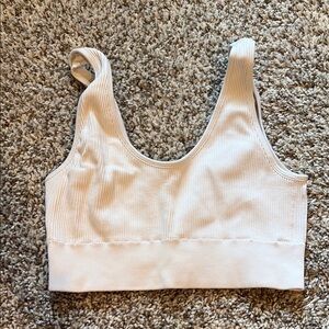 Aerie White Ribbed Sports Bra